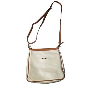 Valentina Pebble Leather Crossbody Vintage White Brown